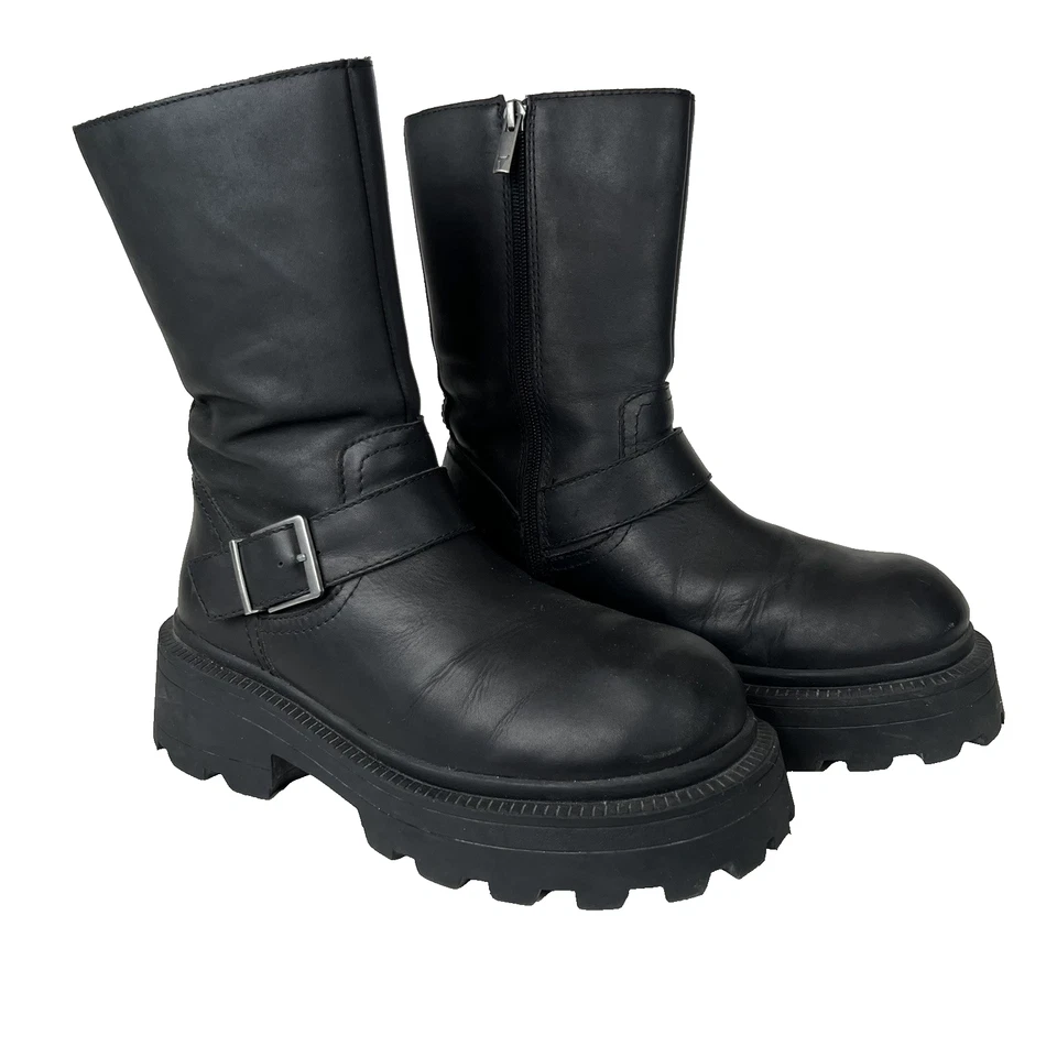 WindsorSmith Teasin Botas de Plataforma de Cuero Negro Rocker Goth Club Reino Unido 6/Estados Unidos Talla 8 Foto 1 de 4
