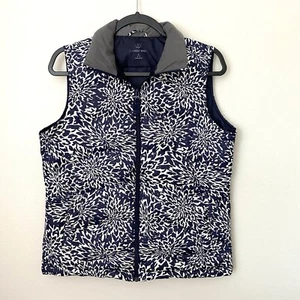 Land’s End gefütterte Damenweste mit Daunenfüllung blau weiß geblümt Größe Small 6-8 - Bild 1 von 7