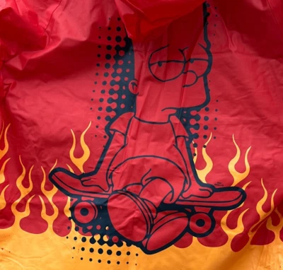 THE SIMPSONS VTG 2005 PVC HOODED RAINCOAT KIDS BART SIMPSON RED FIRE SCATEBOARD - Imagen 1 de 4