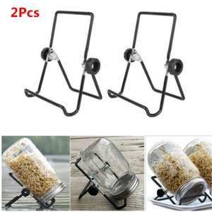2 Pcs Black Sprouting Stands Foldable Non-slip Scaffolds for Mason Jar Phone - Picture 1 of 12