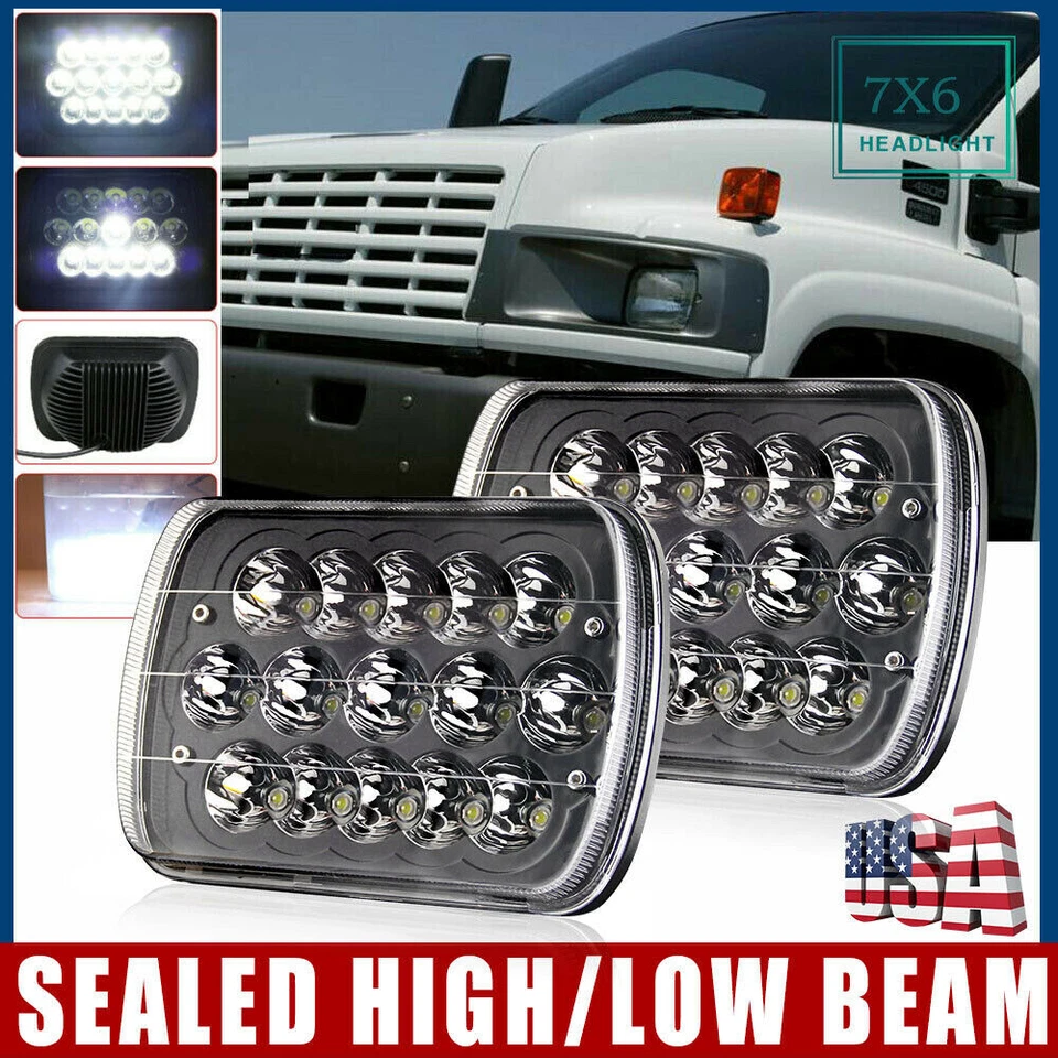 Pair LED Headlight Sealed High Low Beam fits for GMC TopKick C4500 C5500 Trucks - Image 1 of 4