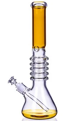 SMOKEDAY THICK 16" HEAVY Tall Beaker BONG Glass Water Pipe BIG Hookah Bubbler AMBER *USA*