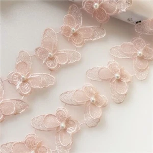 Organza 3D Butterfly Embroidered Fabric Lace Ribbon for Patchwork Costume DIY - Picture 1 of 17