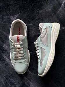 Prada Men’s Sneakers America’s Cup Blue Leather Low-top RARE - Picture 1 of 7