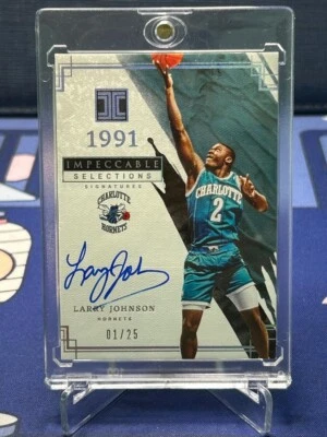 2021-22 Panini Impeccable Larry Johnson #ISL-LJN Auto /25 RARE 1st of 25 HOF - Image 1 of 2