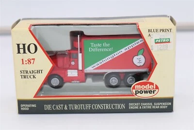 Model Power HO Tow Truck 1:87 Scale STRAIGHT TRUCK WASHINGTON APPLES -NEW- 32105 - Image 1 of 4