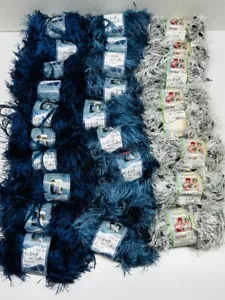 New Lot of 27 Needle Crafters Stranded Boa Chenille Feather Fur Yarns Royal Blue - Picture 1 of 11