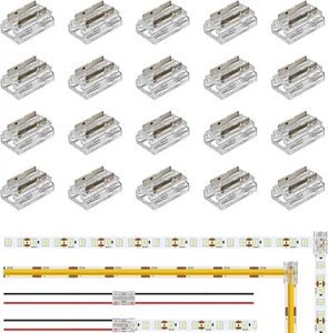 20PCS 8-in-1 10mm LED Strip Light Connectors - Solderless for COB/SMD 2835/3528 - Picture 1 of 8