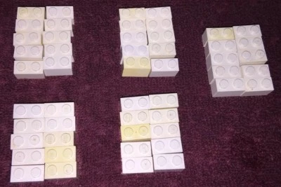 50 LEGO 1x2 White Bricks (ID 3004/300401) Building Blocks Used - Image 1 of 3