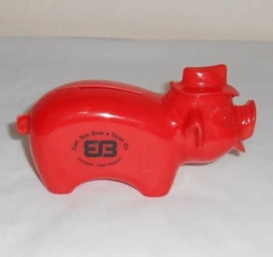 EAST SIDE BANK & TRUST CO. CHICAGO OAK FOREST - Promotional Red Plastic Pig Bank - Picture 1 of 8