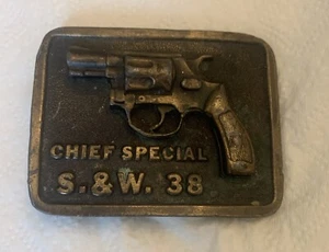 Smith & Wesson Chief Special .38 Cal Belt Buckle – Solid Brass 952 - Picture 1 of 2