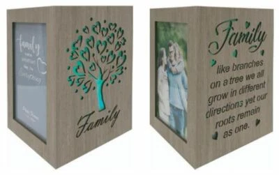 Family Tree Wooden 4"x 6" Collage Photo Picture Frame LED Light Colour Change - Image 1 of 4