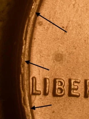 1940-S With Nice Rim Cuds Ch Bu Red Uncirculated Wheat Penny Cent Error#2 - Image 1 of 3