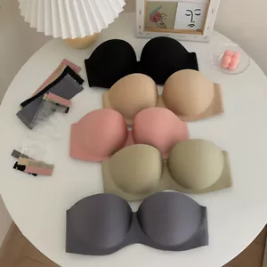 Invisible Push Up Bra Underwear Lingerie Strapless Bralette Tube Top Seamless │ - Picture 1 of 17