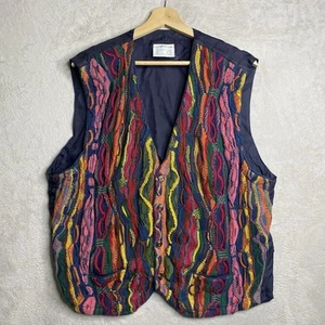Coogi Australia XL Cable Knitwear Vest Sleeveless Sweater Pockets Jacket Vintage - Picture 1 of 10