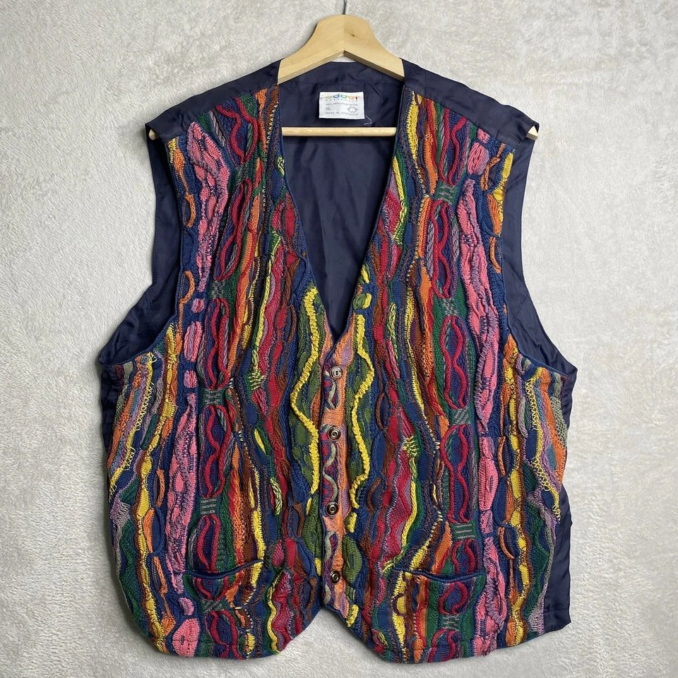 Coogi Australia XL Cable Knitwear Vest Sleeveless Sweater Pockets Jacket Vintage - Image 1 of 4