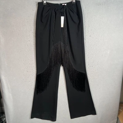 Cinq À Sept Mujer 6 Negro Flecos Ribete Cintura Alta Pantalones Tricetato y Poliéster Foto 1 de 4