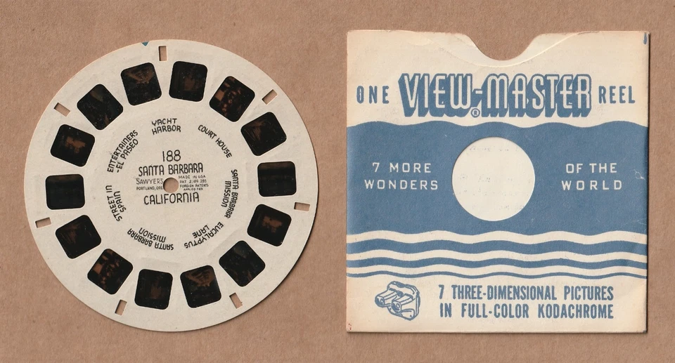 Vintage View-Master reel #188 Santa Barbara, California 1940s handwritten - Image 1 of 1