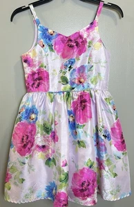 Zenzi Girls Dress Floral Cottagecore Large 10/12 Back Bow - Picture 1 of 10