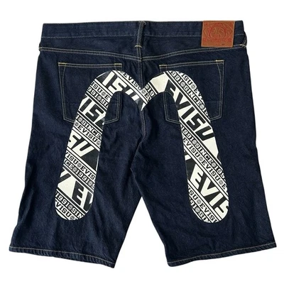 Vintage Evisu Jean Shorts Mens 40 Multi Pocket Jorts Y2K Baggy Grunge Skateboard - Image 1 of 4