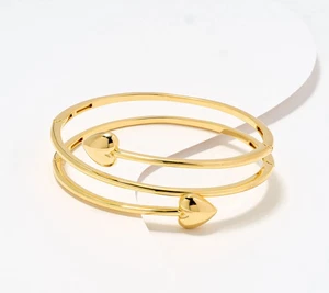 David Markstein Sterling Silver Multi Hinge Heart Wrap Bangle,6-3/4" Fit; - Picture 1 of 4