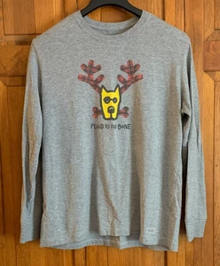Men's Life Is Good Crusher Tee L/S Gray T-Shirt Tag Size L Classic Fit - Picture 1 of 7