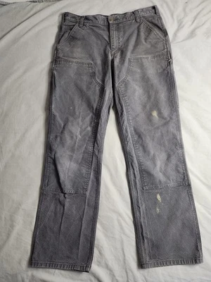 Carhartt Double Knee Duck Canvas Pants Mens Size 36x32 Gray Relaxed 103334 029 - Image 1 of 4