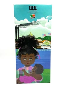 1972 SEBINO BAMBOLA DOLL TITTI CON CIALDINO VERSIONE AFRO new old Stock #FT16 - Picture 1 of 15