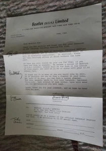 1965 The BEATLES Fan Club Letter w/ Envelope Music Rock Band USA Facsimile Autos - Picture 1 of 6