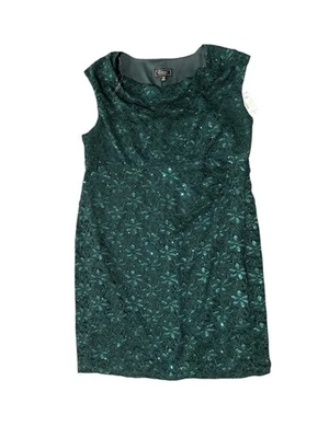 Vestido para mujer de granero con lentejuelas verde floral de encaje talla 18 Foto 1 de 4