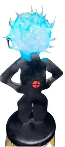 Rare Vintage Wood Base Minimalist Human Stylized With Silicone Spiked Lamp Bulb - Bild 1 von 11