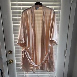 VTG Linda Hutton Pink Silk Lounge Wear Robe Women's Size XL - Picture 1 of 8