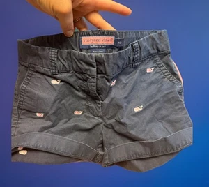 VINEYARD VINES Shorts Girls 10 Navy Blue & Pink Whales Chino Preppy Embroidery - Picture 1 of 3