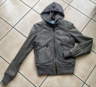 DOMA LEATHER Hood Leather Jacket M Khaki - Image 1 of 4