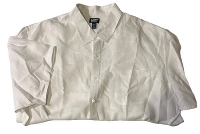 Lands End Shirt Mens 4XL Tall 100% Linen Button Up White Traditional Fit Casual - Image 1 of 4