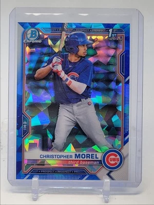 CHRISTOPHER MOREL 2021 BOWMAN CHROME 1ST SAPPHIRE CUBS Q5860 - Image 1 of 2