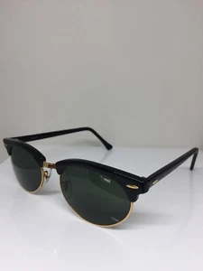 New Vintage Ray Ban Bausch & Lomb Oval Clubmaster W1263 C. Black & Gold with G15 - Picture 1 of 12