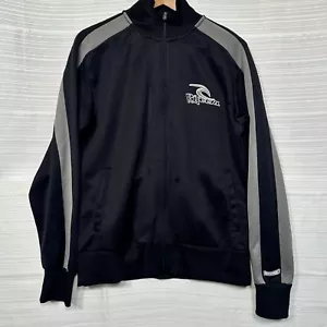Y2K Rip Curl Mens Zip-Up Track Jacket Black & Gray Colorblock Side Spellout M - Picture 1 of 6