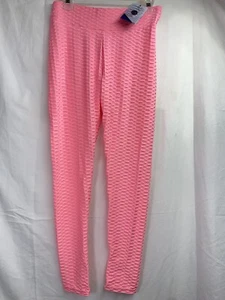 IUGA Bubble Textured Workout Leggings Pants Women Size L Pink Ruched Butt 7805 - Picture 1 of 12