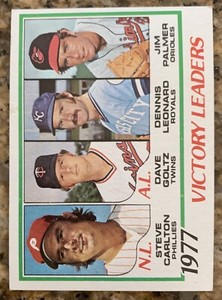 1978 Topps Baseball #205 1977 Victory Leaders Steve Carlton / Jim Palmer
