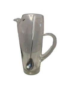Vtg Martini Cocktail Pitcher Spoon & Glass Stirrer Hand Blown Glass MCM - Picture 1 of 13