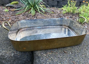 Copper & Tin Roasting or Casserole Pan - Brass Handles - 15" x 11" - Korea - Picture 1 of 18