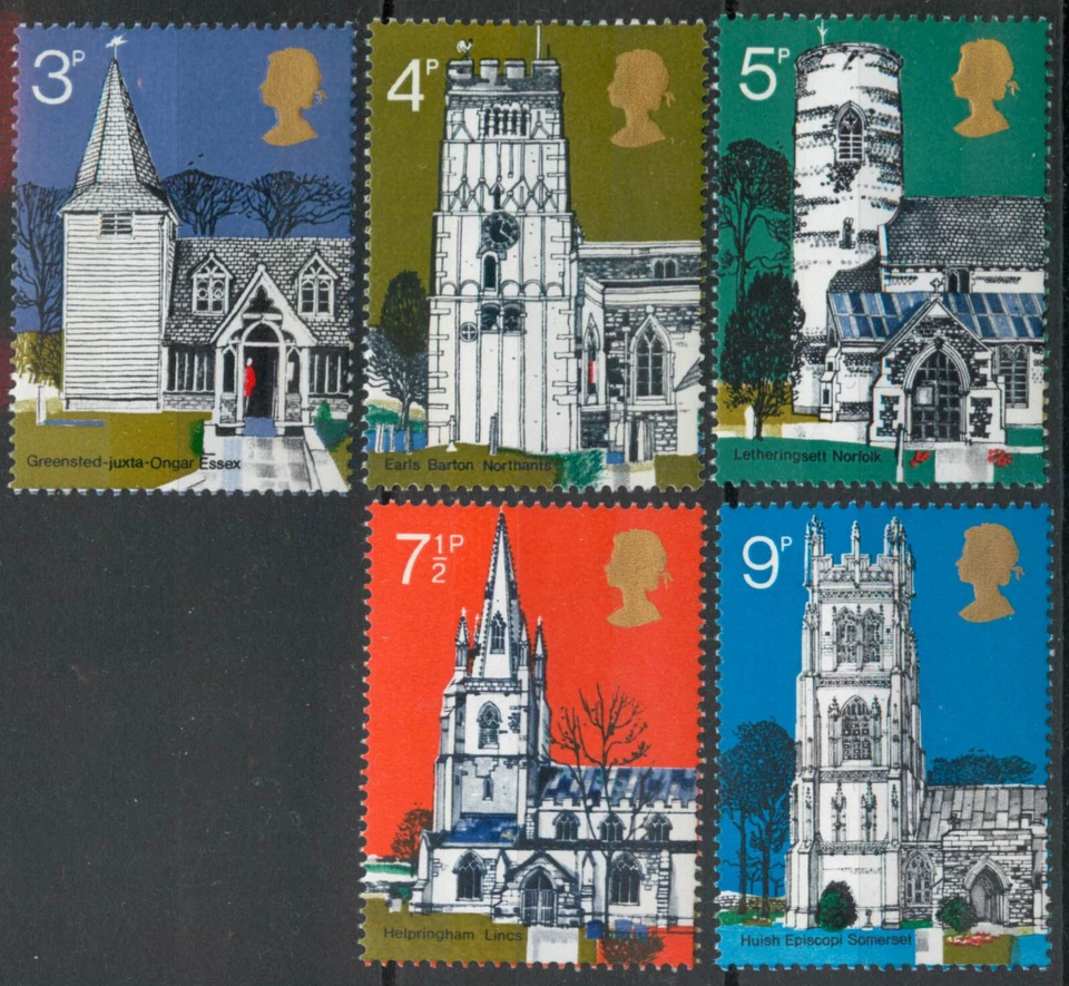 GB 1972 British Architecture: Village Churches set SG 904-908 MNH mint - Image 1 of 1