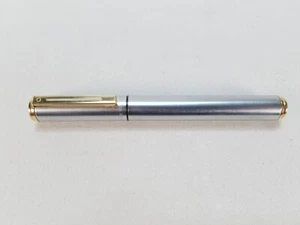 Vintage Sheaffer Roller Ball Point Stain Brushed Chrome Gold Accents Wide Body - Picture 1 of 4