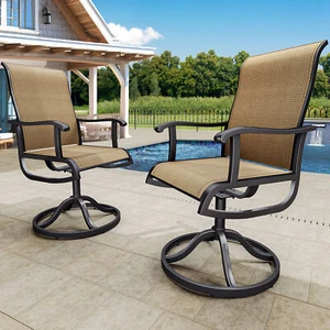 TAUS 2PCS Outdoor Patio Chair Metal Swivel Chairs Dining Chair Outdoor Furniture - Picture 1 of 6