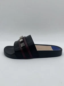 Stuart Weitzman Studded Leather Slip-On Sandals G260675 Black Size 6.5 - Picture 1 of 7