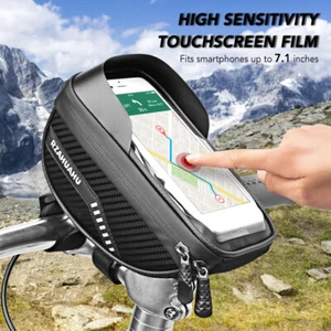 Bolsas de montaje para teléfono de bicicleta RZAHUAHU impermeables marco frontal tubo superior con soporte O6H0 - Imagen 1 de 12