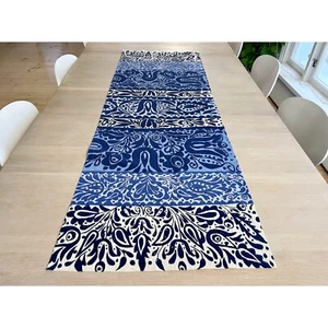Tela Marimekko vintage, estampado botánico azul, corredor de mesa, cortina cenefa - Imagen 1 de 10