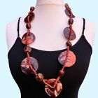 Statement Red Coral & Mother of Pearl Shell Disc Necklace Big Bold Runway Sea