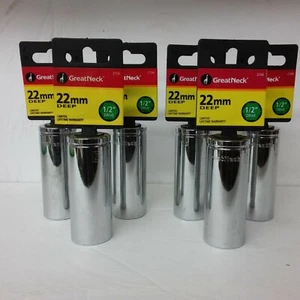 Lot of 6 NEW Great Neck  1/2 in Drive Deep Socket  Metric  22mm ............5F - Foto 1 di 2